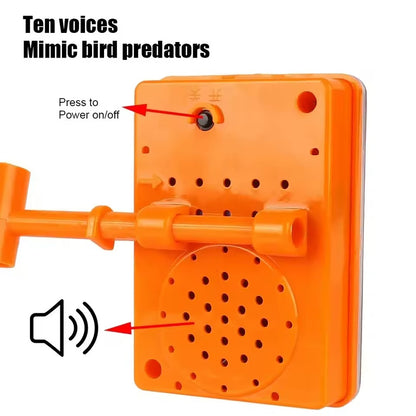 Wind-powered bird deterrent reflector with rotating sound box