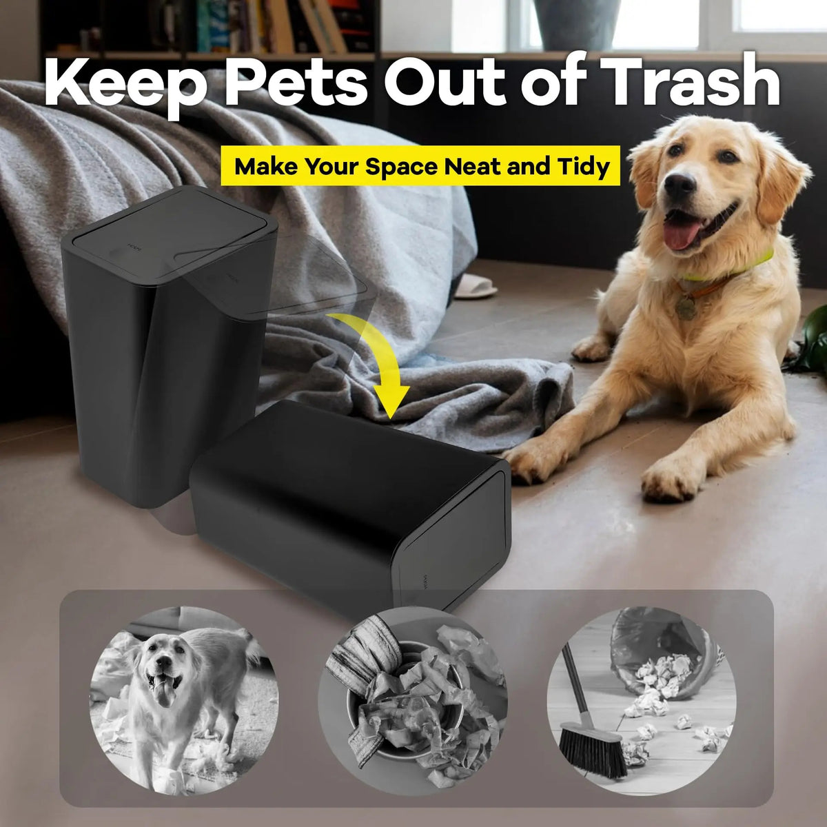 Aesthetic kitchen bin with practical lid for everyday waste