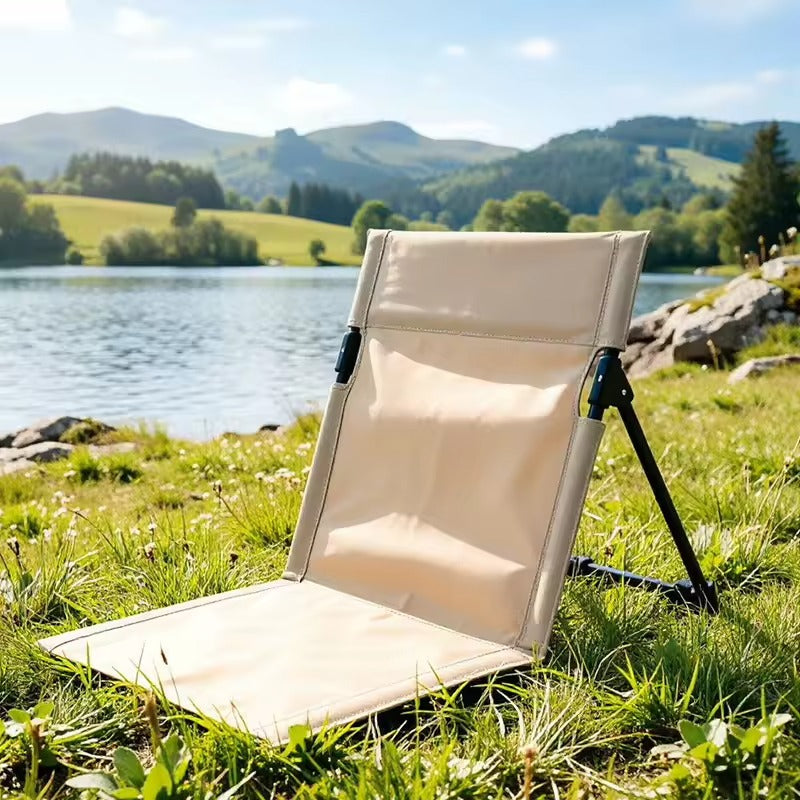 Lightweight folding hiking floor chair with adjustable back support