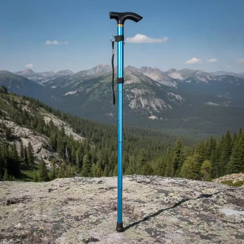 Adjustable folding walking stick - Telescopic support with ergonomic grip