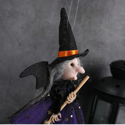 Halloween witch broom hanging decoration with tulle skirt