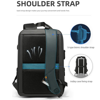 Smart expandable hard shell backpack with USB port for travel and work
