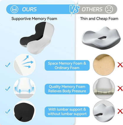 Memory foam backrest cushion for comfortable sitting at home, office or car