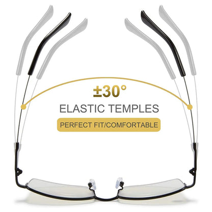 Blue light reading glasses with multifocal lenses and anti-reflective coating - Lightweight metal frame