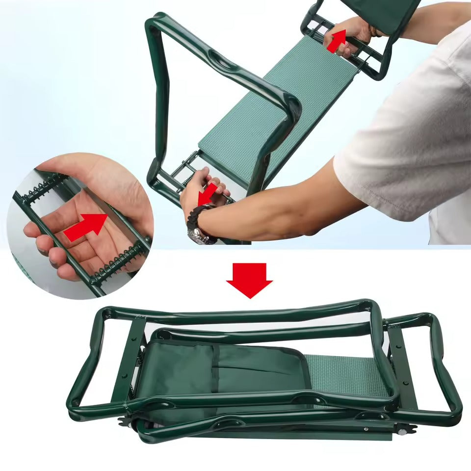 2-in-1 garden kneeler seat - Cushioned support with tool pockets