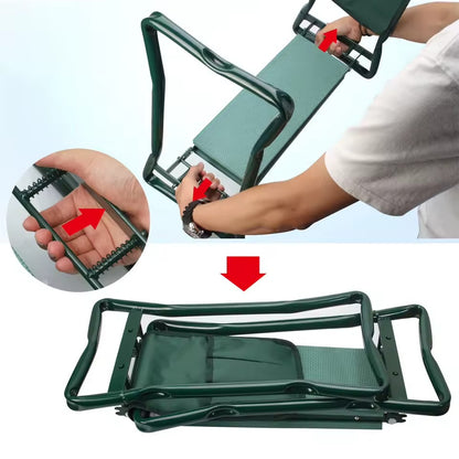 2-in-1 garden kneeler seat - Cushioned support with tool pockets