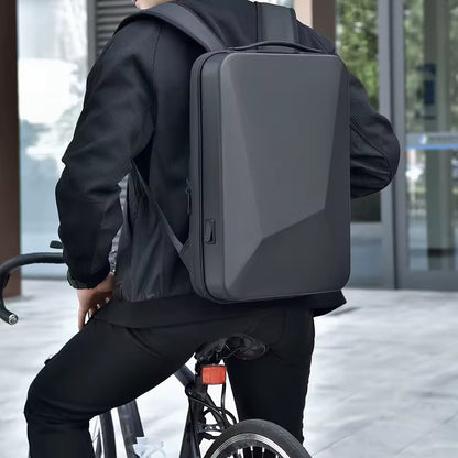 Smart expandable hard shell backpack with USB port for travel and work