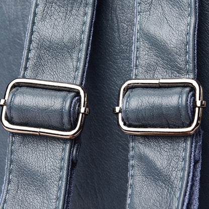 Women's anti-theft leather backpack - Embossed finish, organised and secure