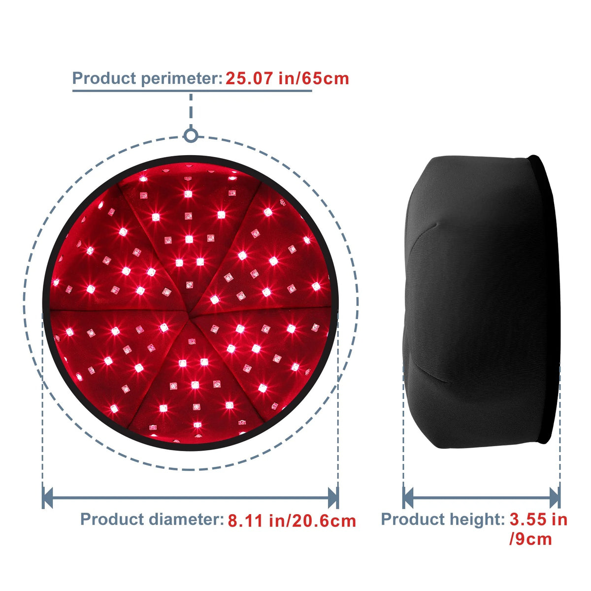 Infrared phototherapy cap with red light for scalp and hair care