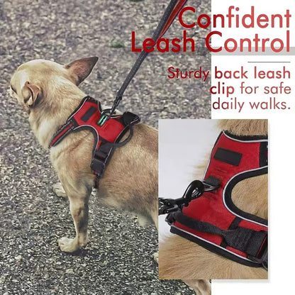 Escape-proof dog harness with lead and waste bag dispenser