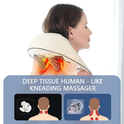Electric neck & back massager with heat - Deep kneading comfort