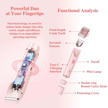 Women's 2-in-1 electric body trimmer | Dual-head wet & dry grooming