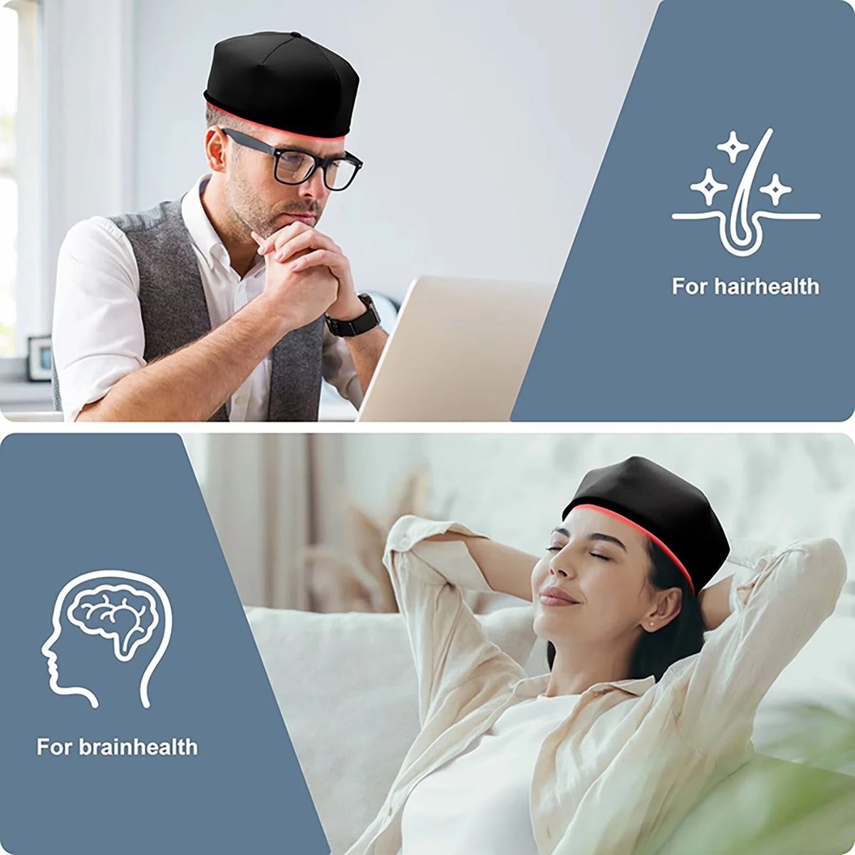 Infrared phototherapy cap with red light for scalp and hair care