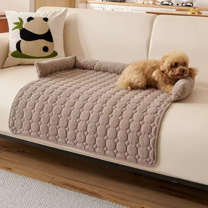 Dog sofa cushion with raised edge and non-slip backing