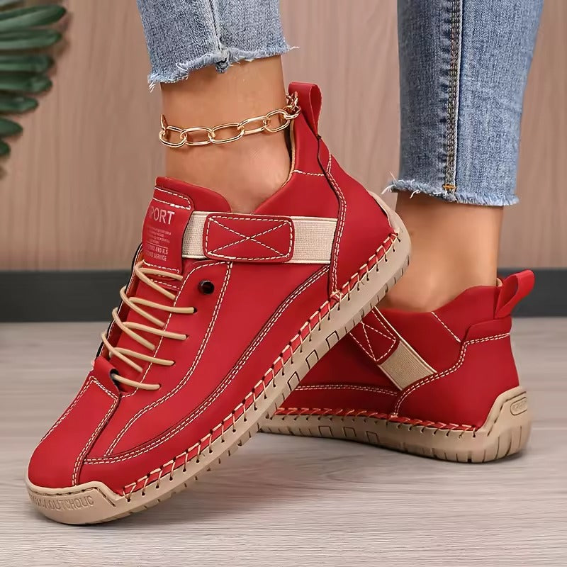 Orthopaedic leather sneakers with wide fit and EVA sole | Easy slip-on design