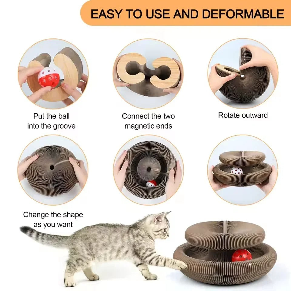 Interactive cat scratcher with flexible foldable design