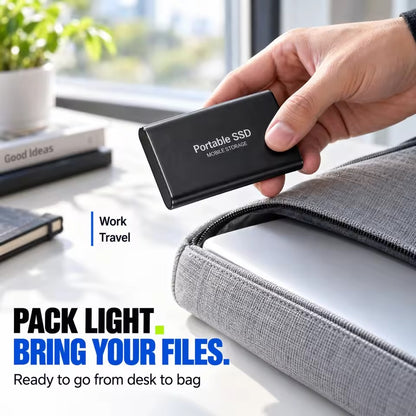 2TB external SSD with USB-C and up to 1050 MB/s transfer speeds