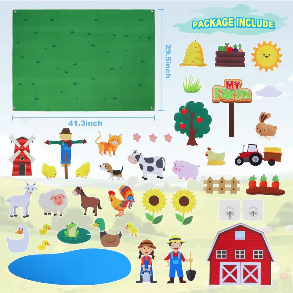 Montessori farm felt board for creative and educational play