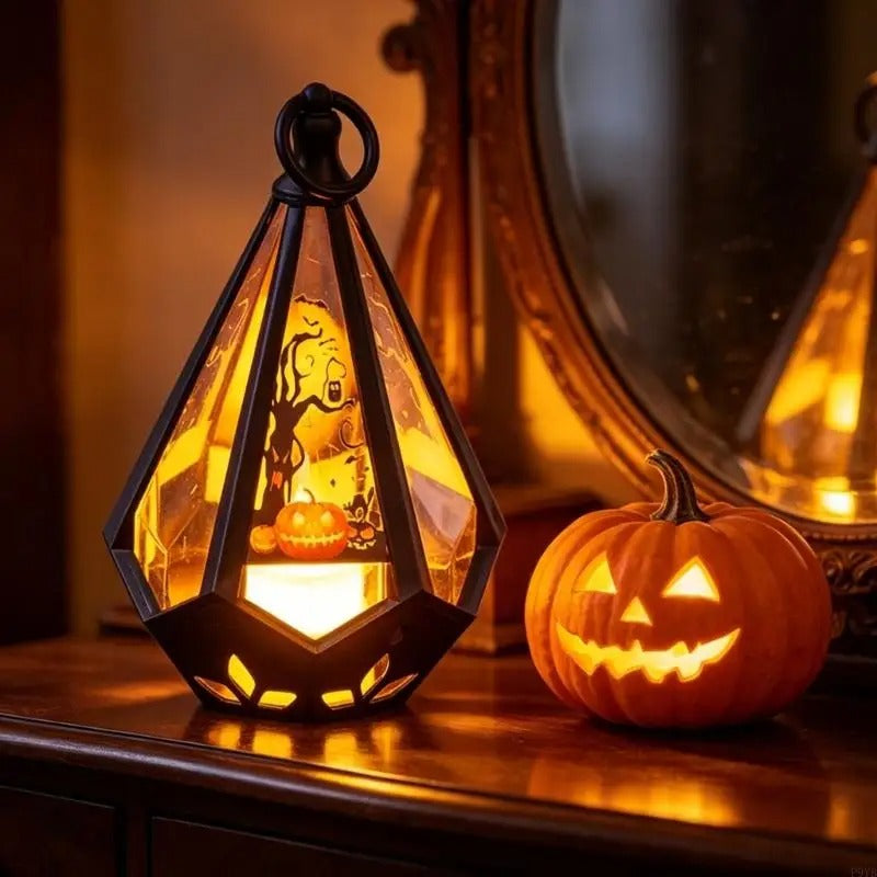 Halloween pumpkin lantern with soft night light