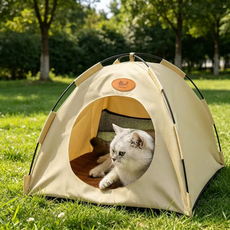 Cooling tent for cats with breathable fabric and portable design