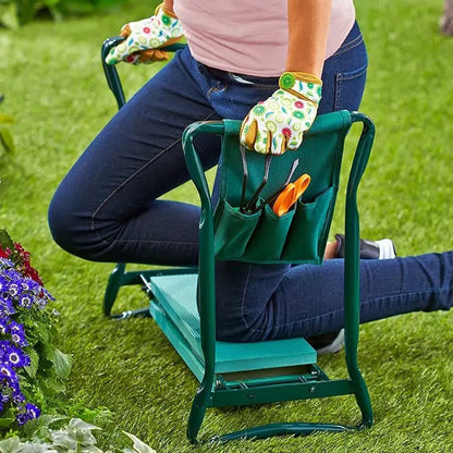 2-in-1 garden kneeler seat - Cushioned support with tool pockets