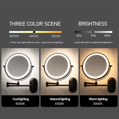 Rechargeable LED magnifying mirror | 3-colour touch lighting