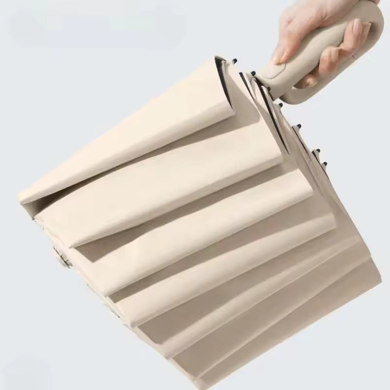 Windproof folding umbrella - Automatic open, reflective strip and 10-rib frame