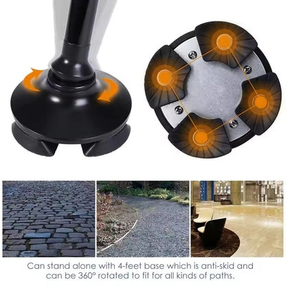 Multi-functional folding walking cane - LED light and stable base