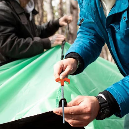 Heavy-duty screw-in tent pegs for secure outdoor anchoring