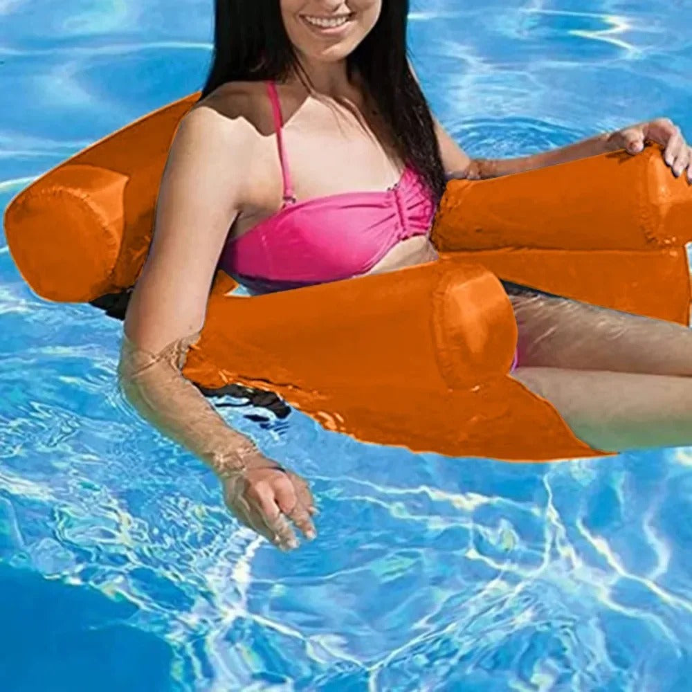 Inflatable water chair with ergonomic backrest and breathable mesh