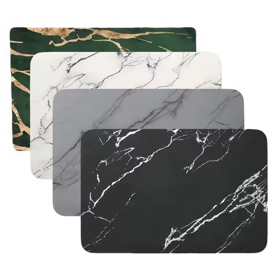 Diatomite bath mat with quick-dry surface and non-slip rubber base