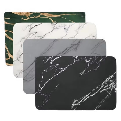 Diatomite bath mat with quick-dry surface and non-slip rubber base