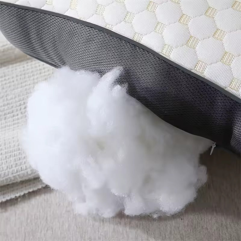 Hybrid neck support pillow for back and side sleepers