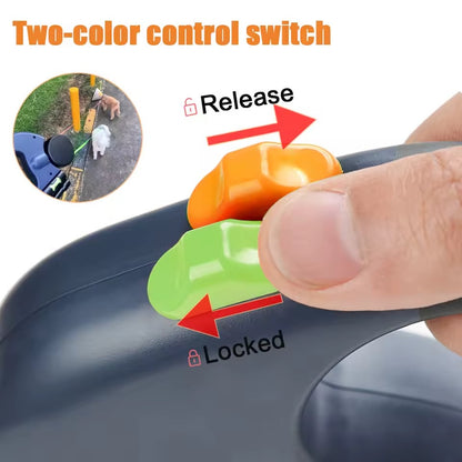 3-in-1 double dog lead with 360° rotation, LED light & bag holder