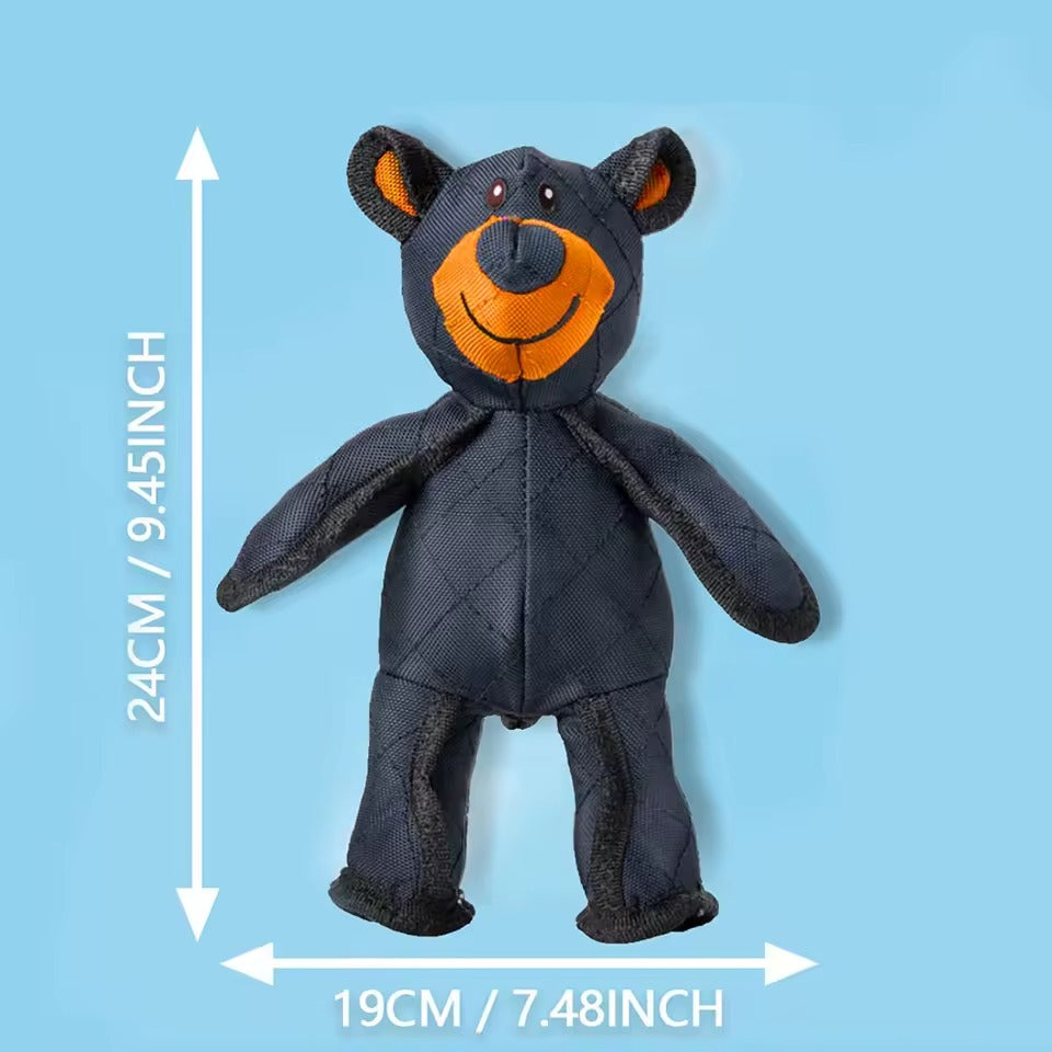 Durable bear dog toy with squeaker for strong chewers