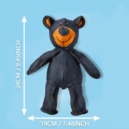 Durable bear dog toy with squeaker for strong chewers