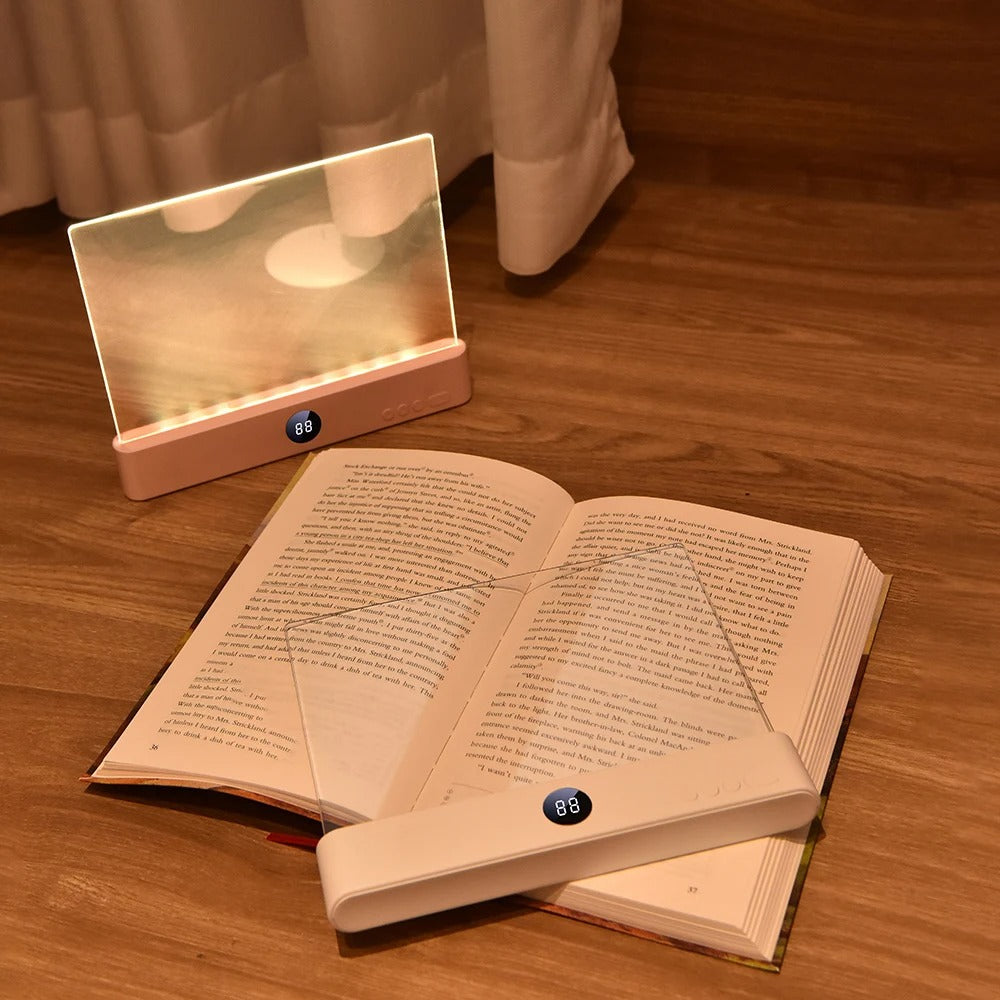 Soft light reading lamp with adjustable brightness and cordless design
