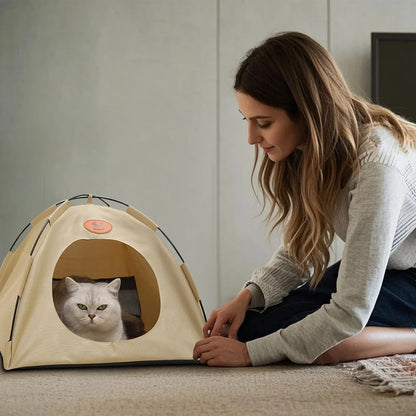 Cooling tent for cats with breathable fabric and portable design