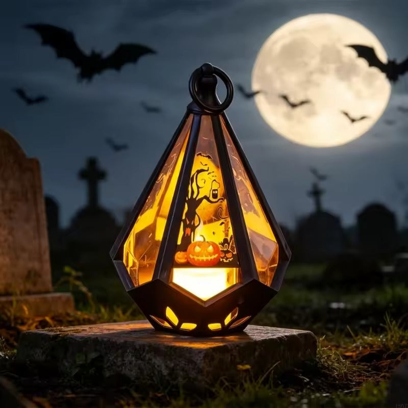 Halloween pumpkin lantern with soft night light
