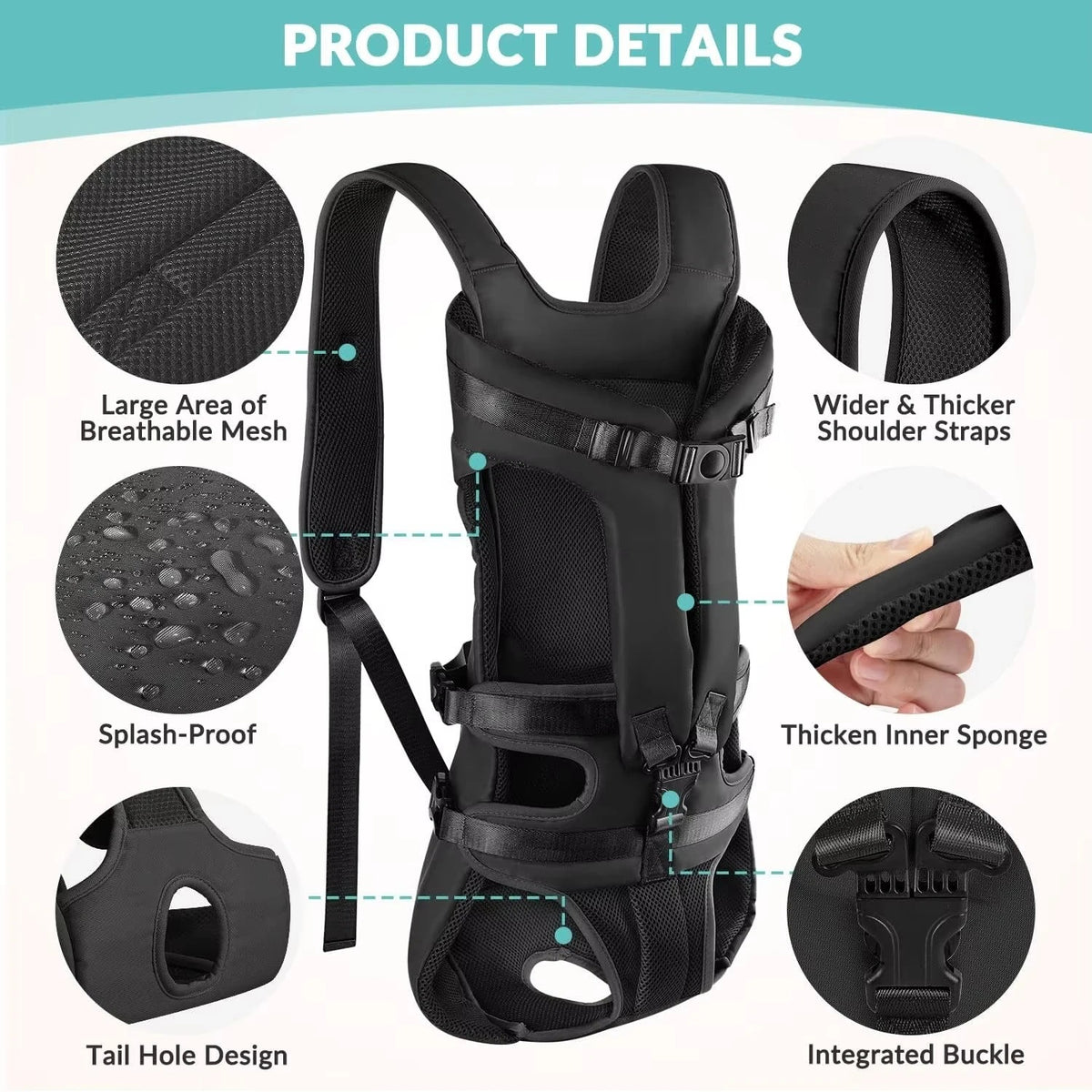 Pet carrier bag - Breathable mesh with stable semi-rigid frame