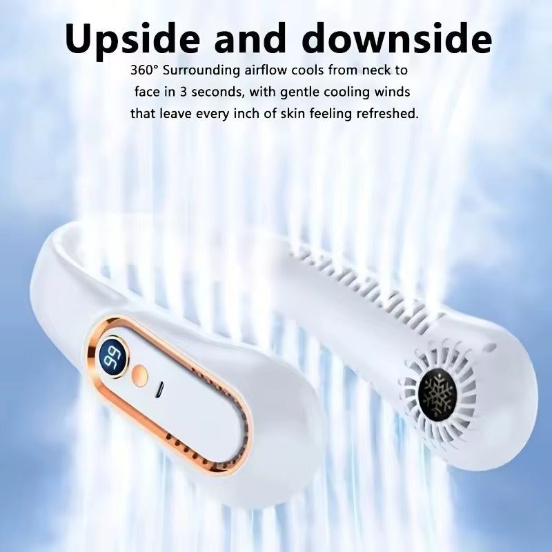 Quiet portable neck fan for hands-free cooling