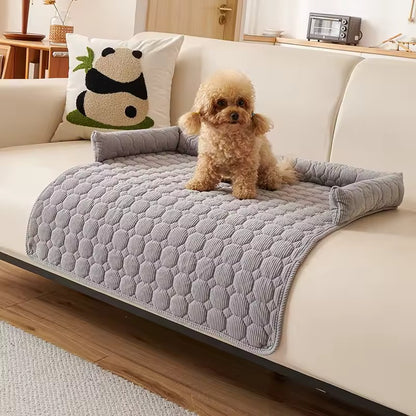 Dog sofa cushion with raised edge and non-slip backing