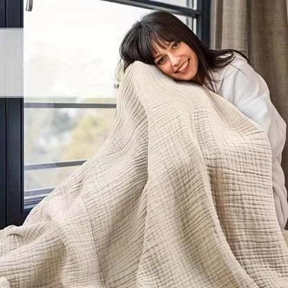 Soft cotton muslin throw blanket for year-round comfort