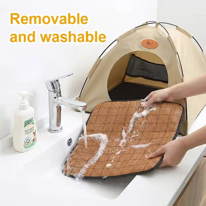 Cooling tent for cats with breathable fabric and portable design