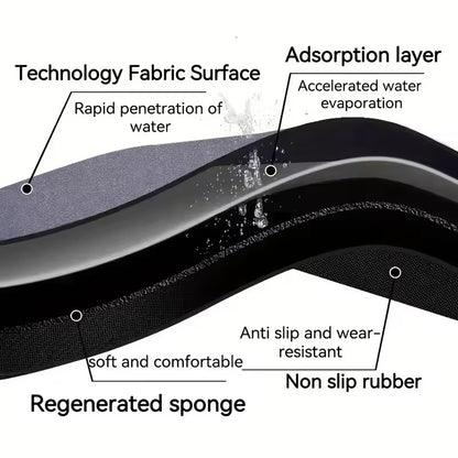 Diatomite bath mat with quick-dry surface and non-slip rubber base
