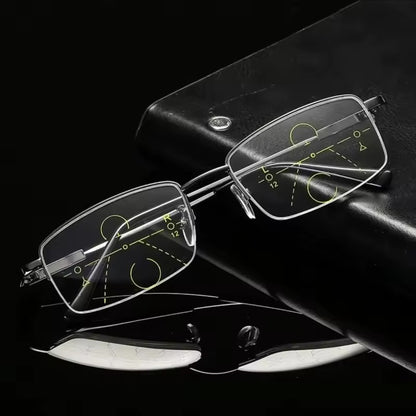 Blue light reading glasses with multifocal lenses and anti-reflective coating - Lightweight metal frame