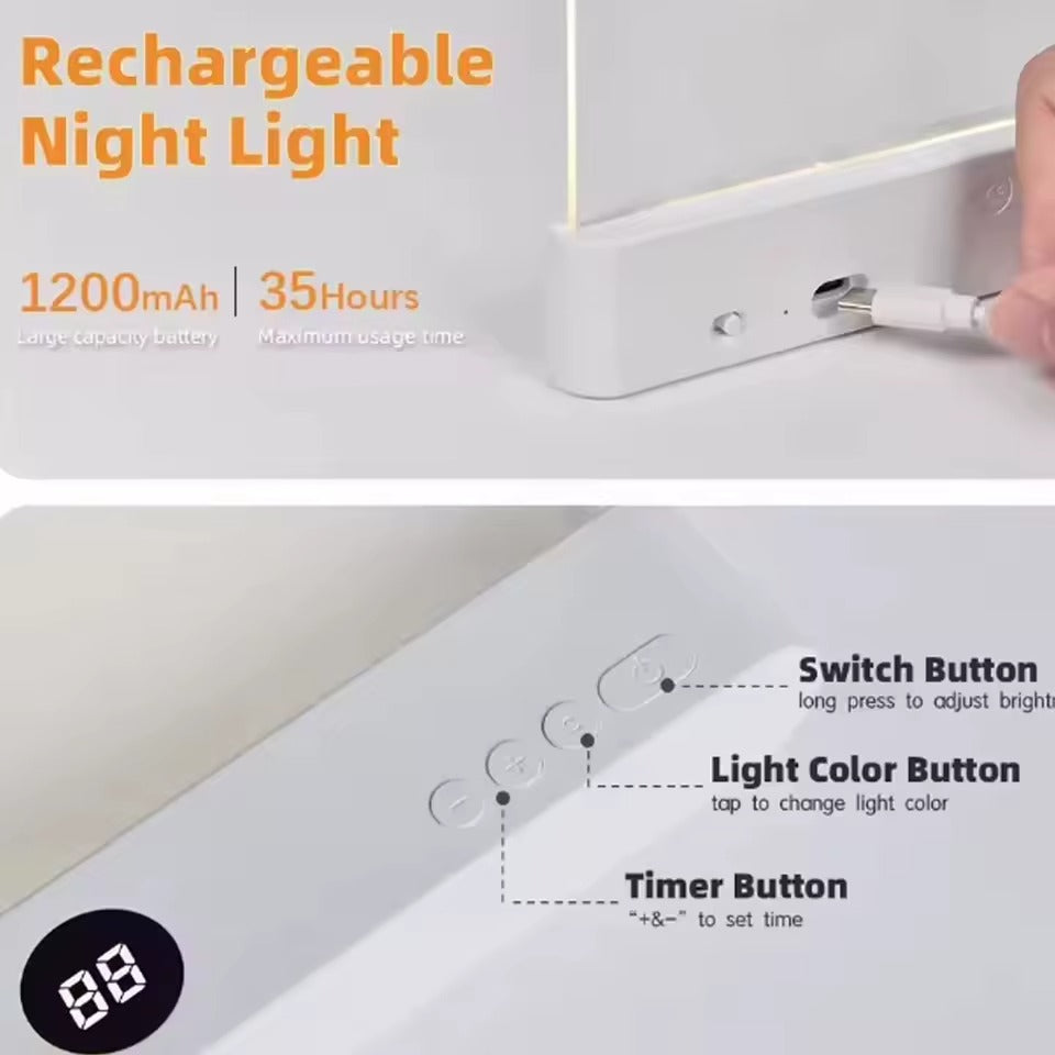 Soft light reading lamp with adjustable brightness and cordless design