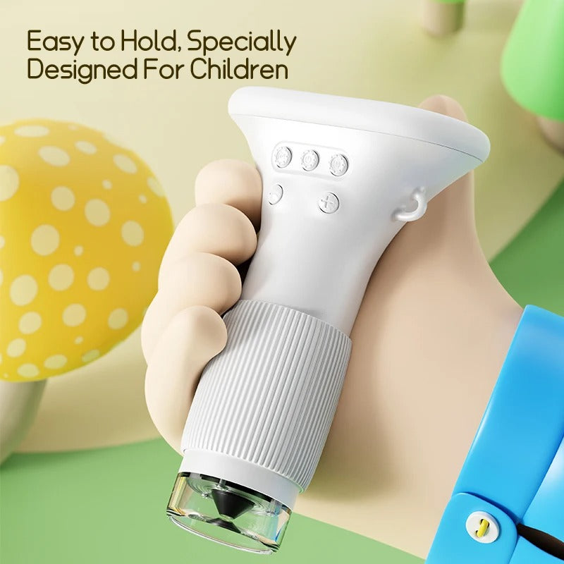 Kids' microscope with 200x–1000x magnification and LED light