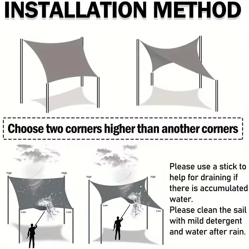 Outdoor shade sail for UV protection in gardens, patios and balconies