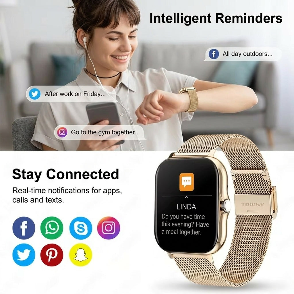 Smart fitness watch with Bluetooth calling and health monitoring